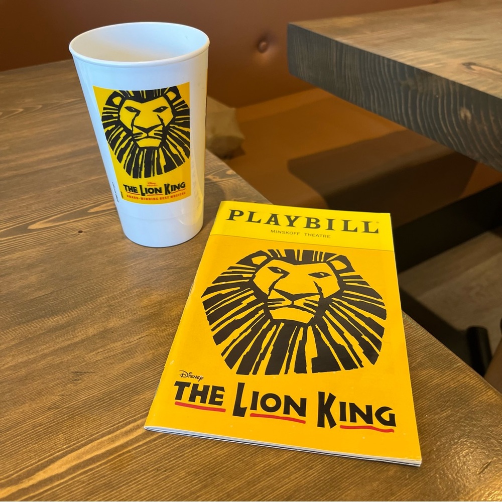 The Lion King Broadway Playbill and Collectible Cup!